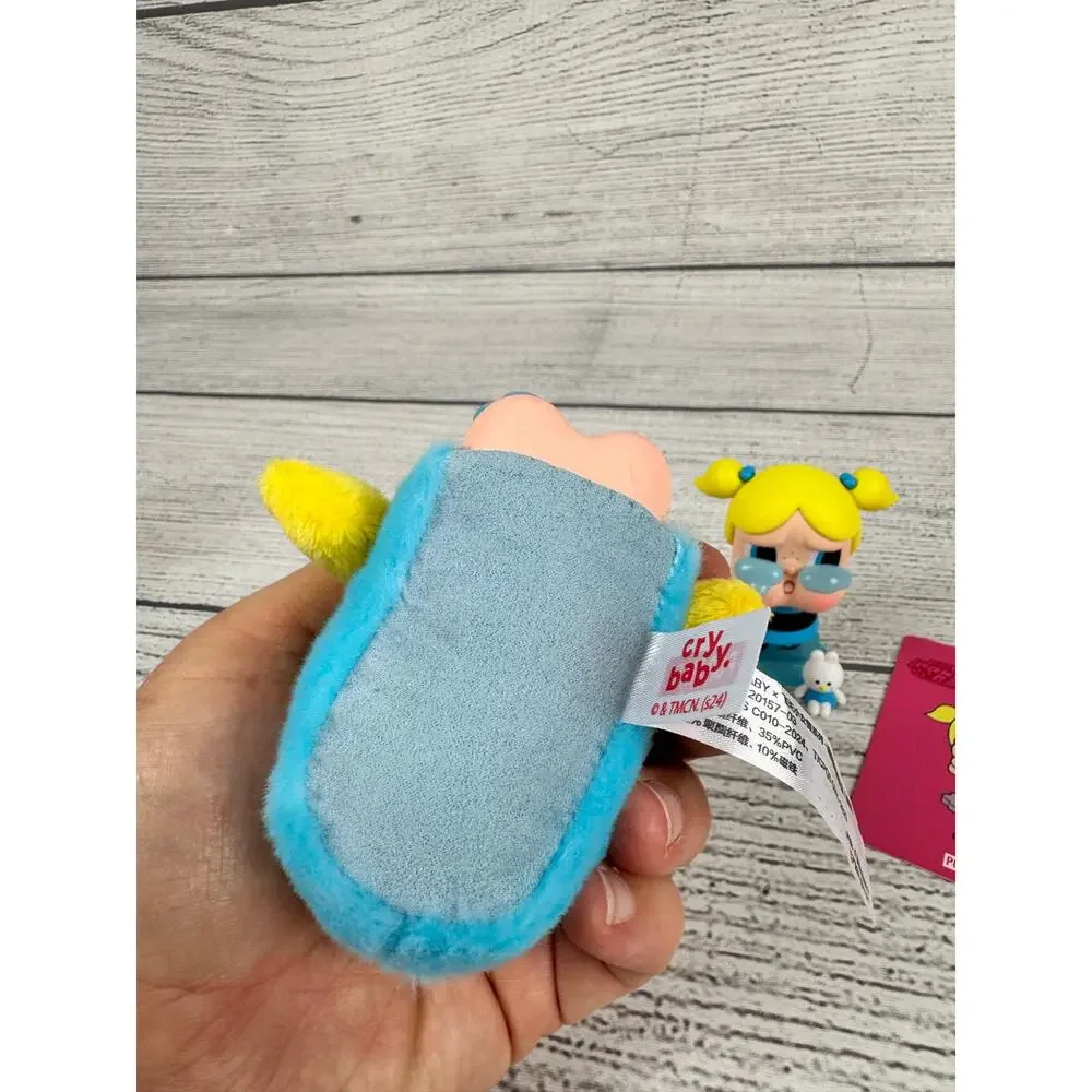 Popmart Cry Baby x Powerpuff Girls Bubbles Figurine And Plush Keychain Set
